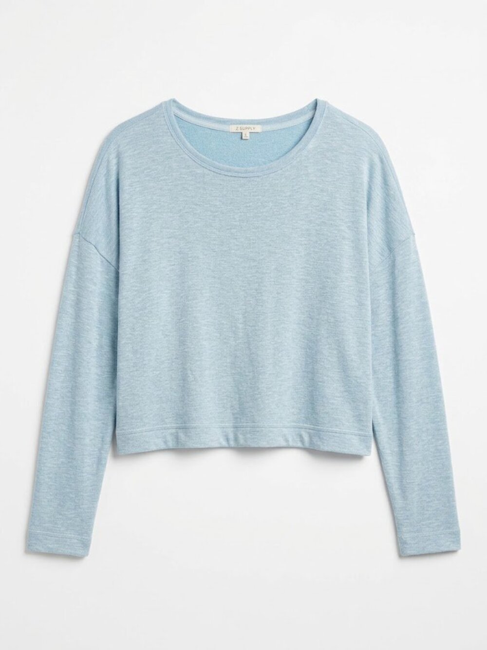 Z Supply Pale Blue Long Sleeve Cropped Tee